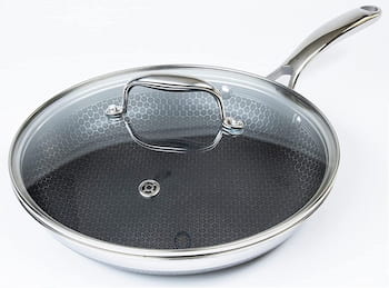 HexClad 10 Inch Hybrid Stainless Steel Frying Pan with Lid