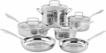 Cuisinart TPS-10 Tri-ply Stainless Steel 10-Piece Classic Cookware Set