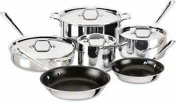 All-Clad D3 3-Ply Stainless Steel and Nonstick Surface Cookware Set