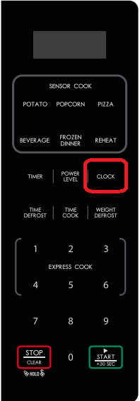 press clock on Vissani Microwave